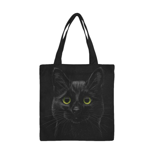 Black Cat All Over Print Canvas Tote Bag/Small (Model 1697)