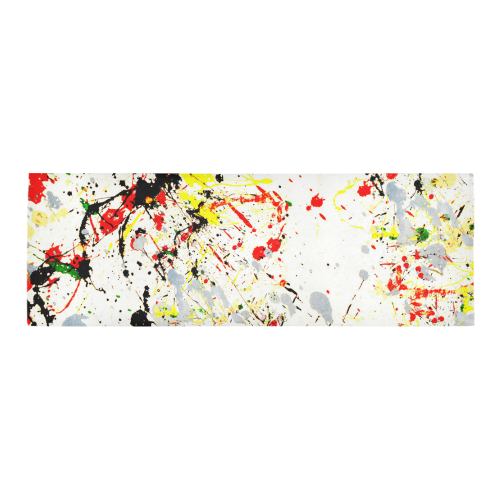Black, Red, Yellow Paint Splatter Area Rug 9'6''x3'3''