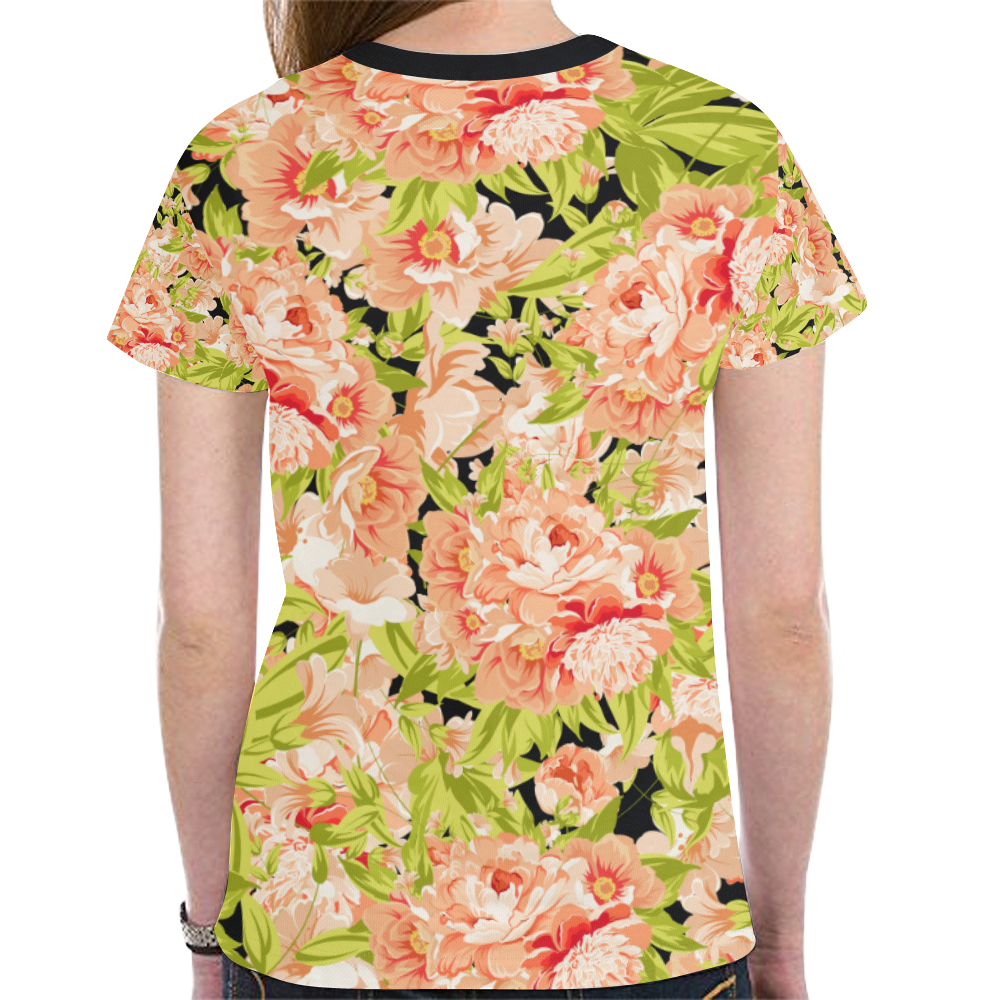 Colorful Flower Pattern New All Over Print T-shirt for Women (Model T45)