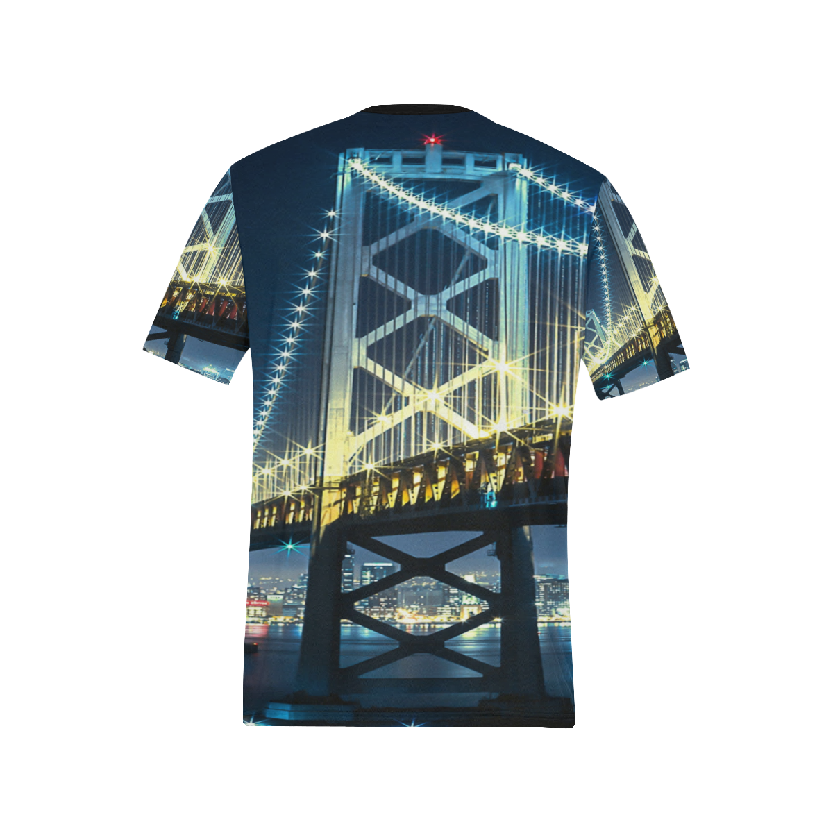 shiny bridge Men's All Over Print T-Shirt (Solid Color Neck) (Model T63)