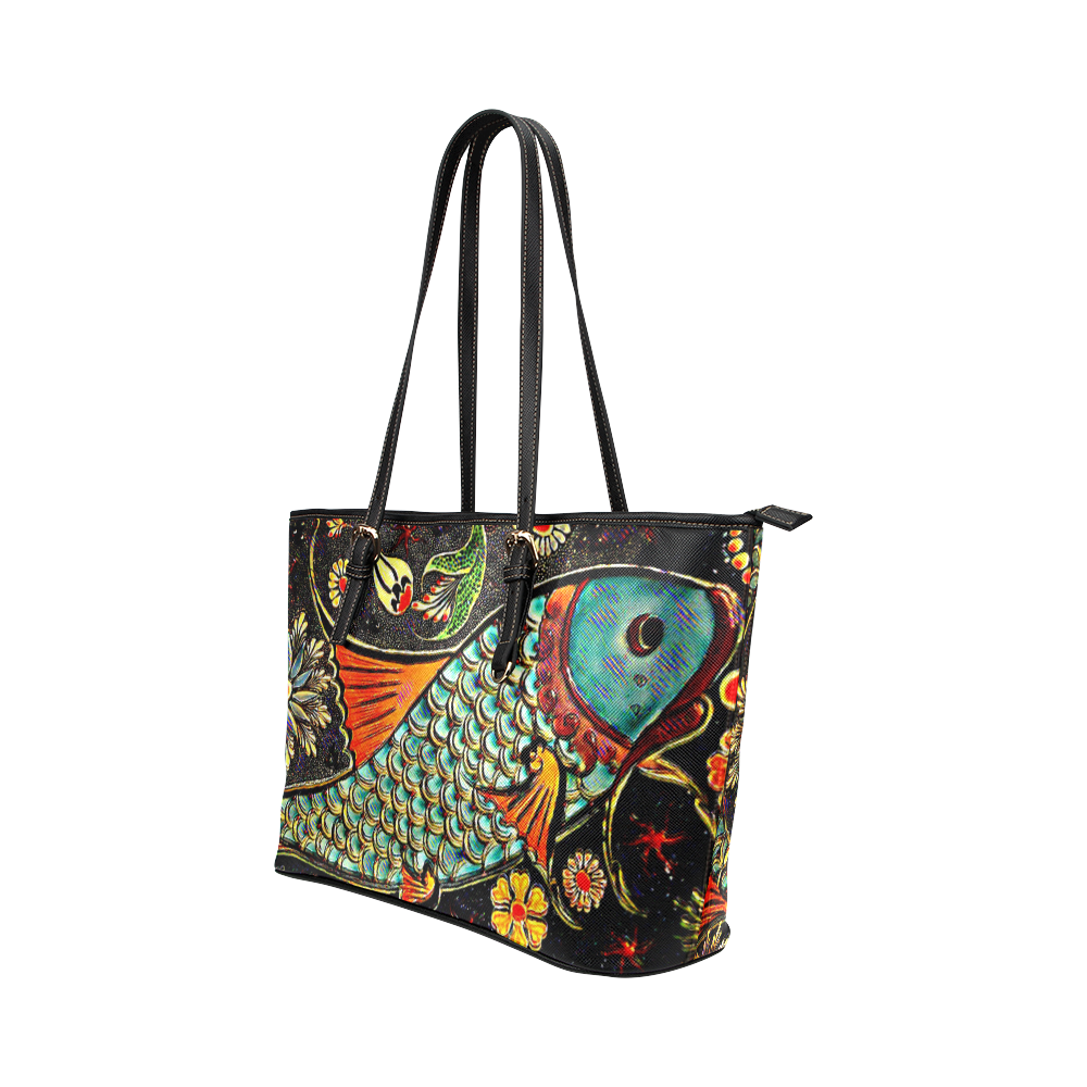 Pisces Leather Tote Bag/Small (Model 1651)