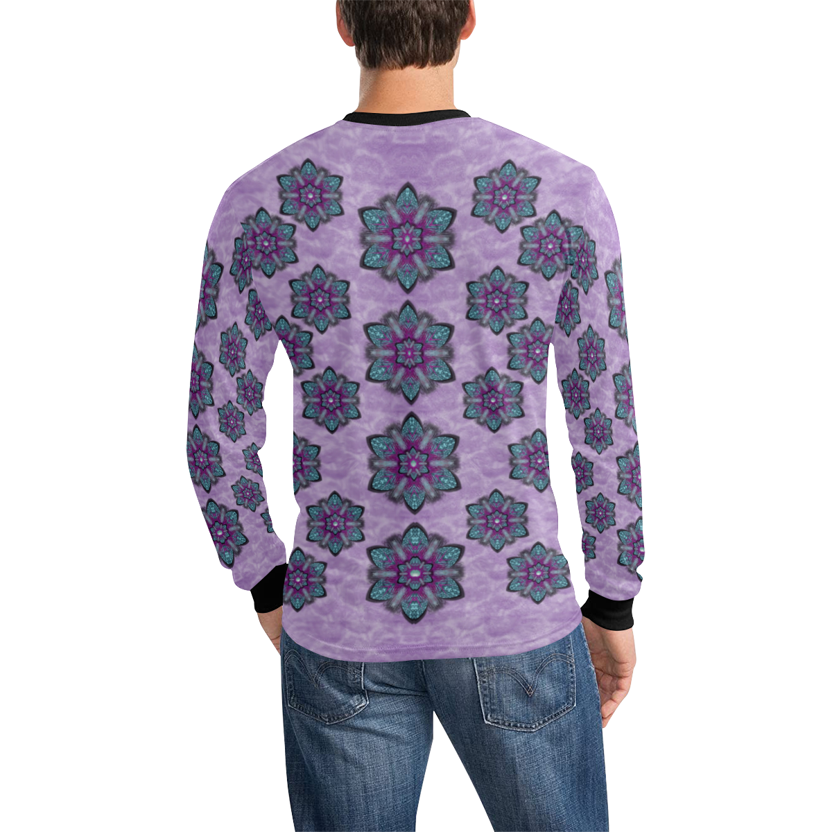 a gift with flowers stars and bubble wrap Men's All Over Print Long Sleeve T-shirt (Model T51)