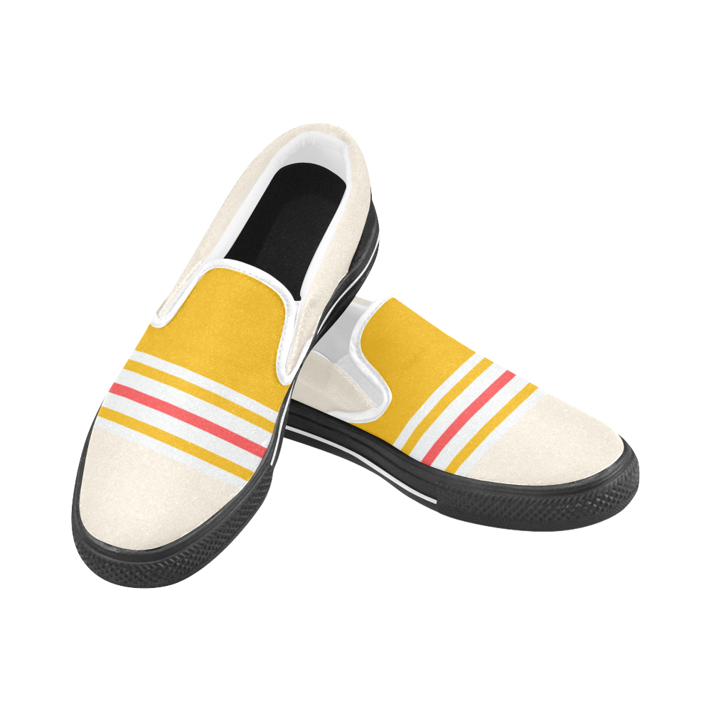 Two-Tone Striped Men's Slip-on Canvas Shoes (Model 019)