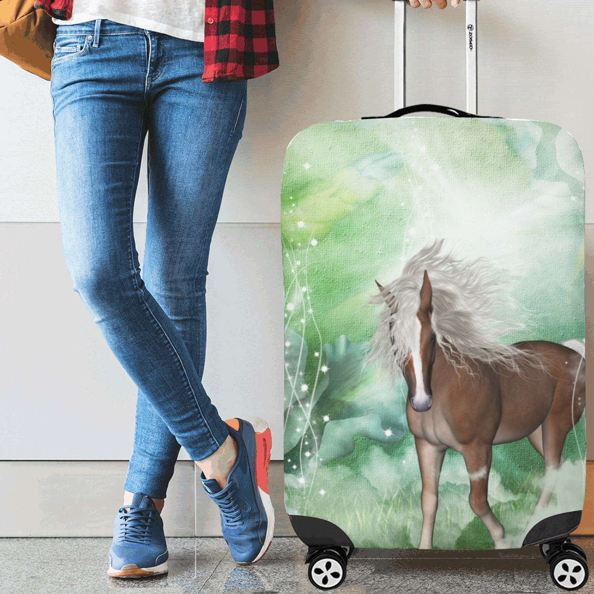 Horse in a fantasy world Luggage Cover/Large 26"-28"