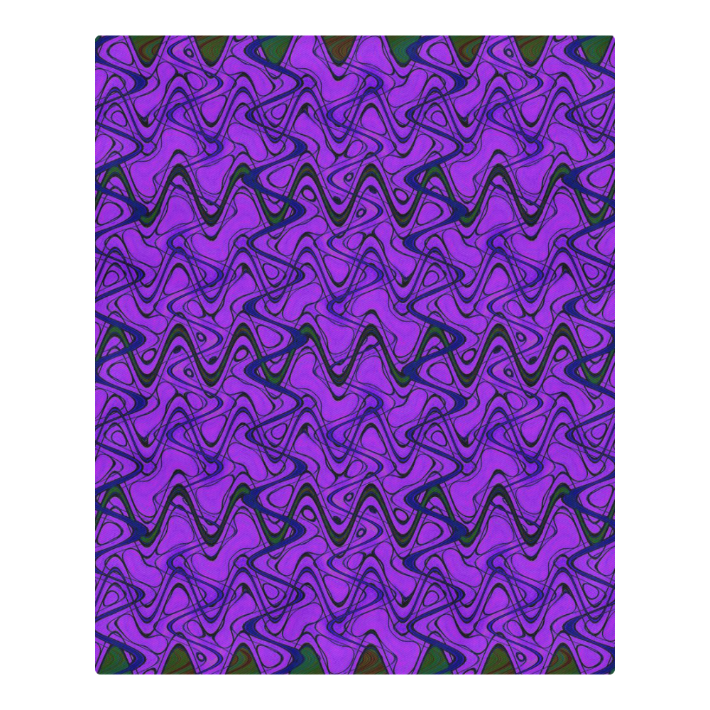 Purple and Black Waves pattern design 3-Piece Bedding Set