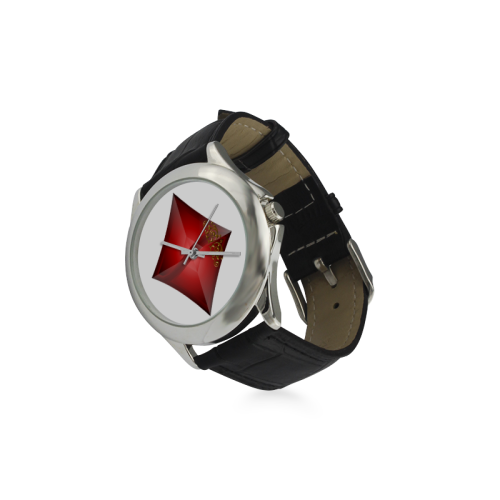 Diamond  Las Vegas Symbol Playing Card Shape Women's Classic Leather Strap Watch(Model 203)