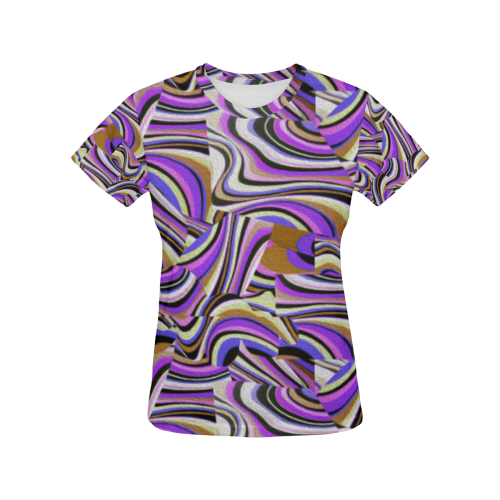 Groovy Retro Renewal - Purple Waves All Over Print T-Shirt for Women (USA Size) (Model T40)