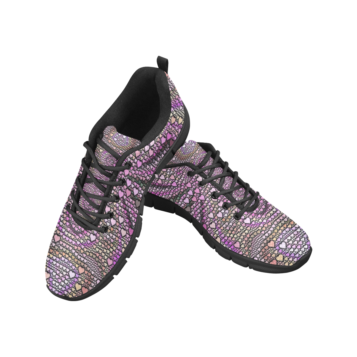 hearts everywhere C by JamColors Women's Breathable Running Shoes (Model 055)