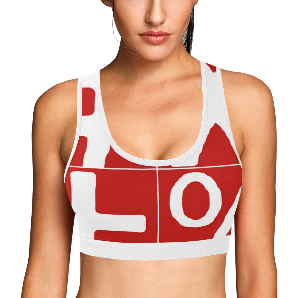 NUMBERS Collection Symbols White/Red Women's All Over Print Sports Bra (Model T52)