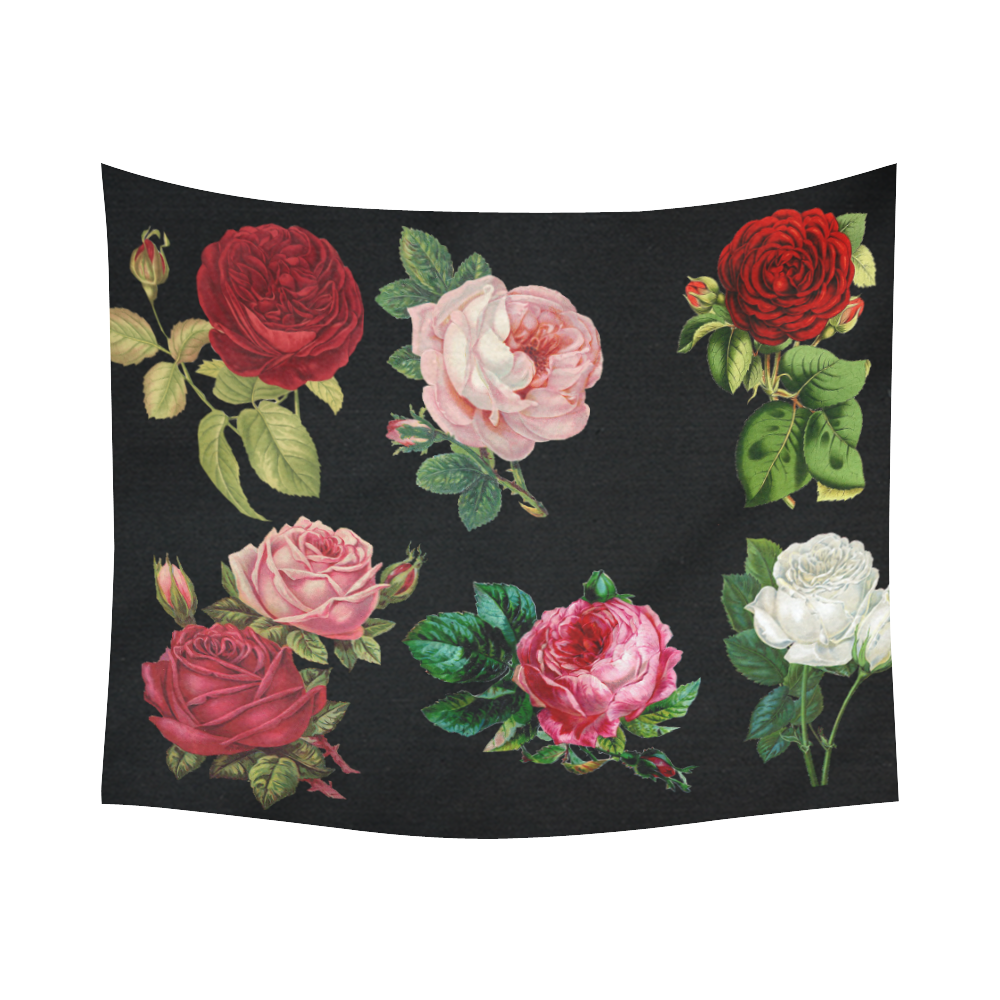 FLOWERS Cotton Linen Wall Tapestry 60"x 51"