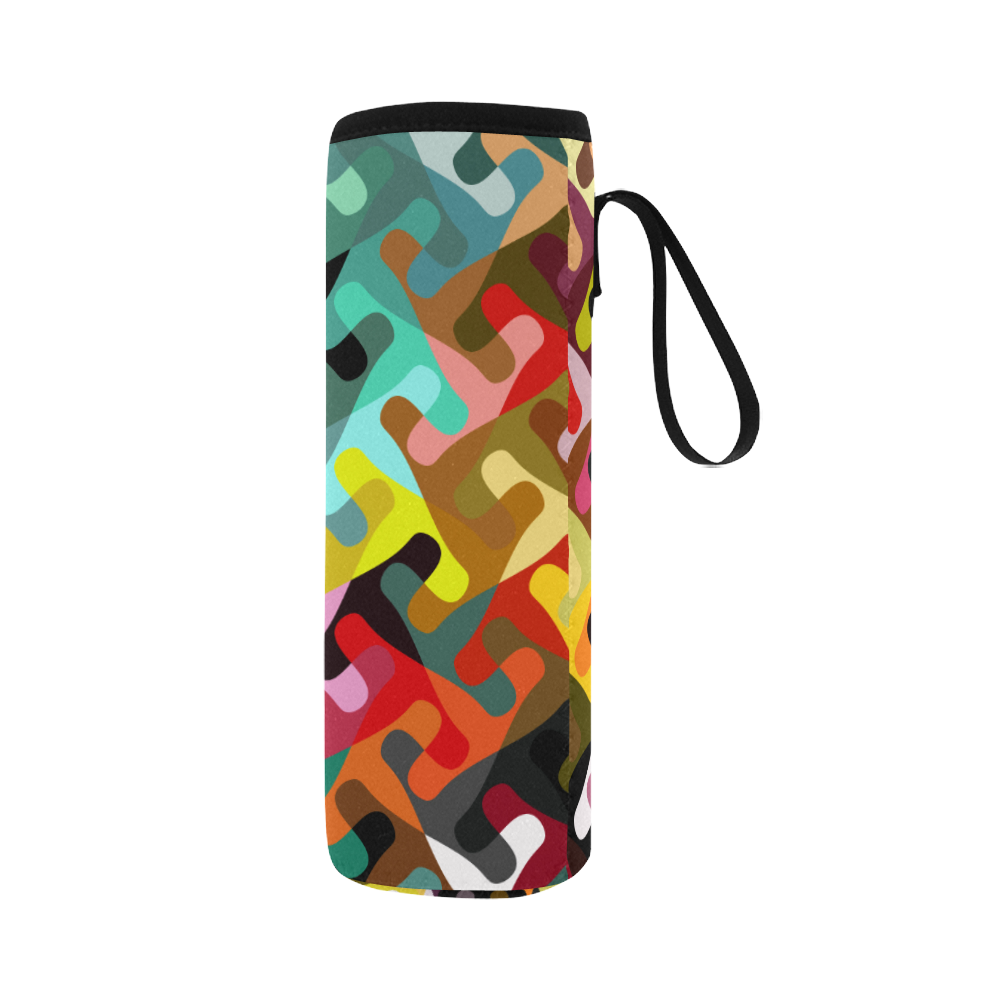 Colorful shapes Neoprene Water Bottle Pouch/Large