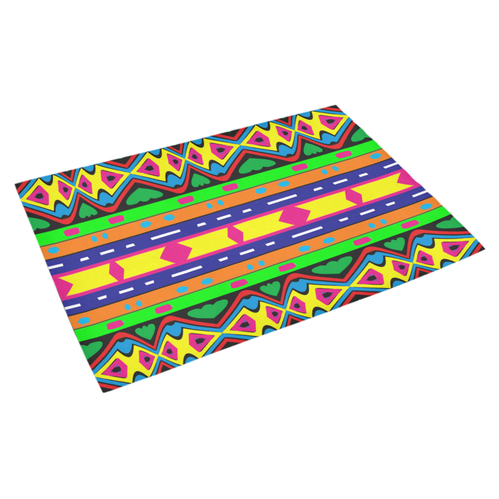 Distorted colorful shapes and stripes Azalea Doormat 30" x 18" (Sponge Material)