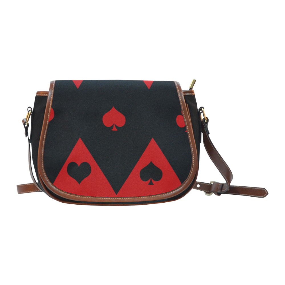 Las Vegas Black Red Play Card Shapes Saddle Bag/Small (Model 1649)(Flap Customization)
