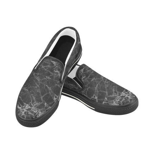 Marble Black Pattern Women's Slip-on Canvas Shoes/Large Size (Model 019)