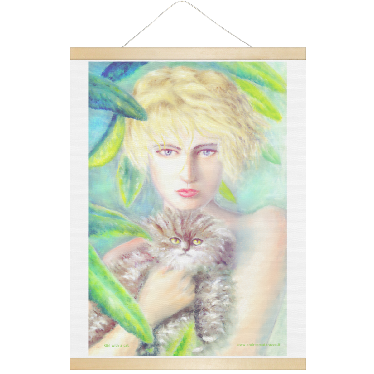Girl with a cat Hanging Poster 18"x24"