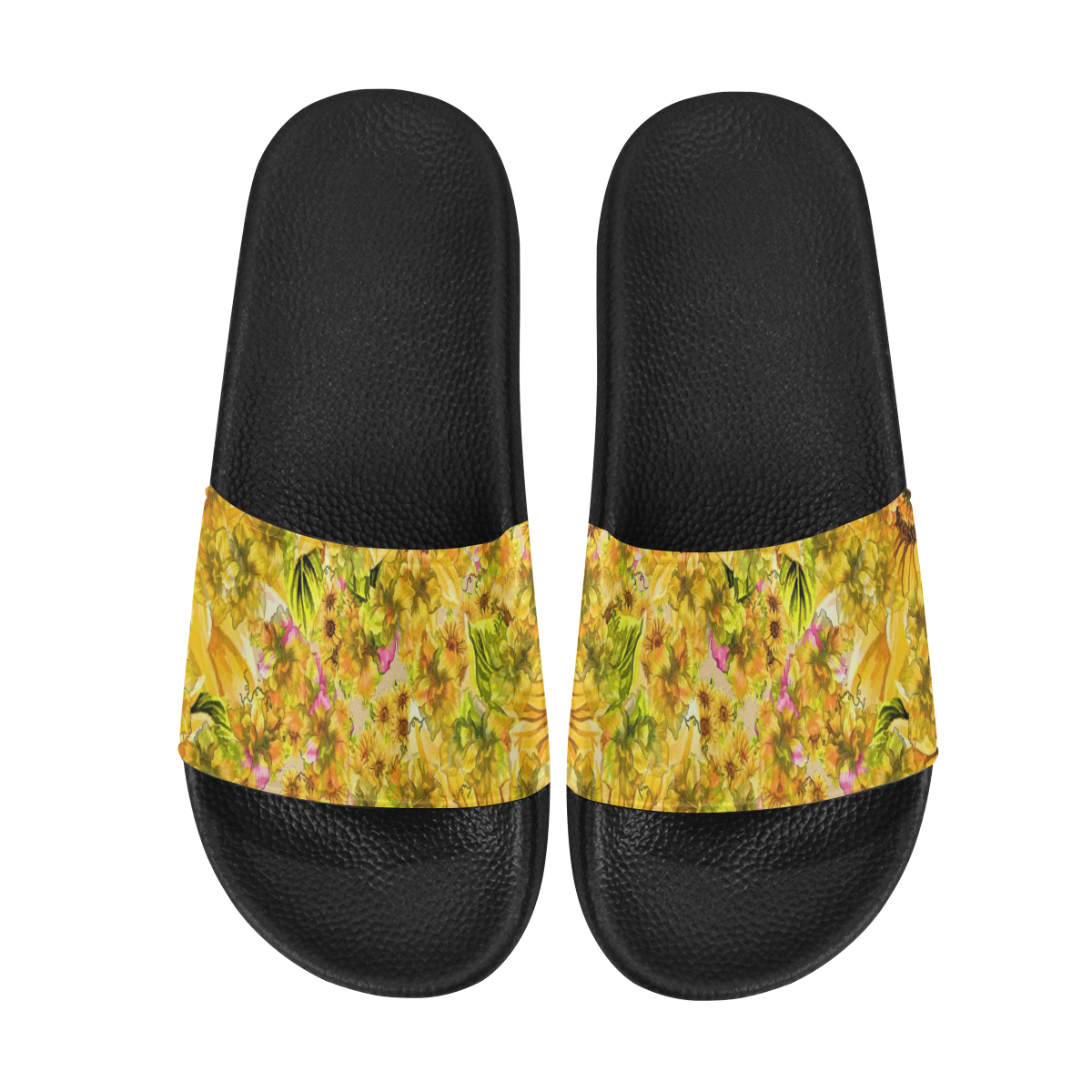 Orange Yellow Sunflowers Men's Slide Sandals (Model 057)