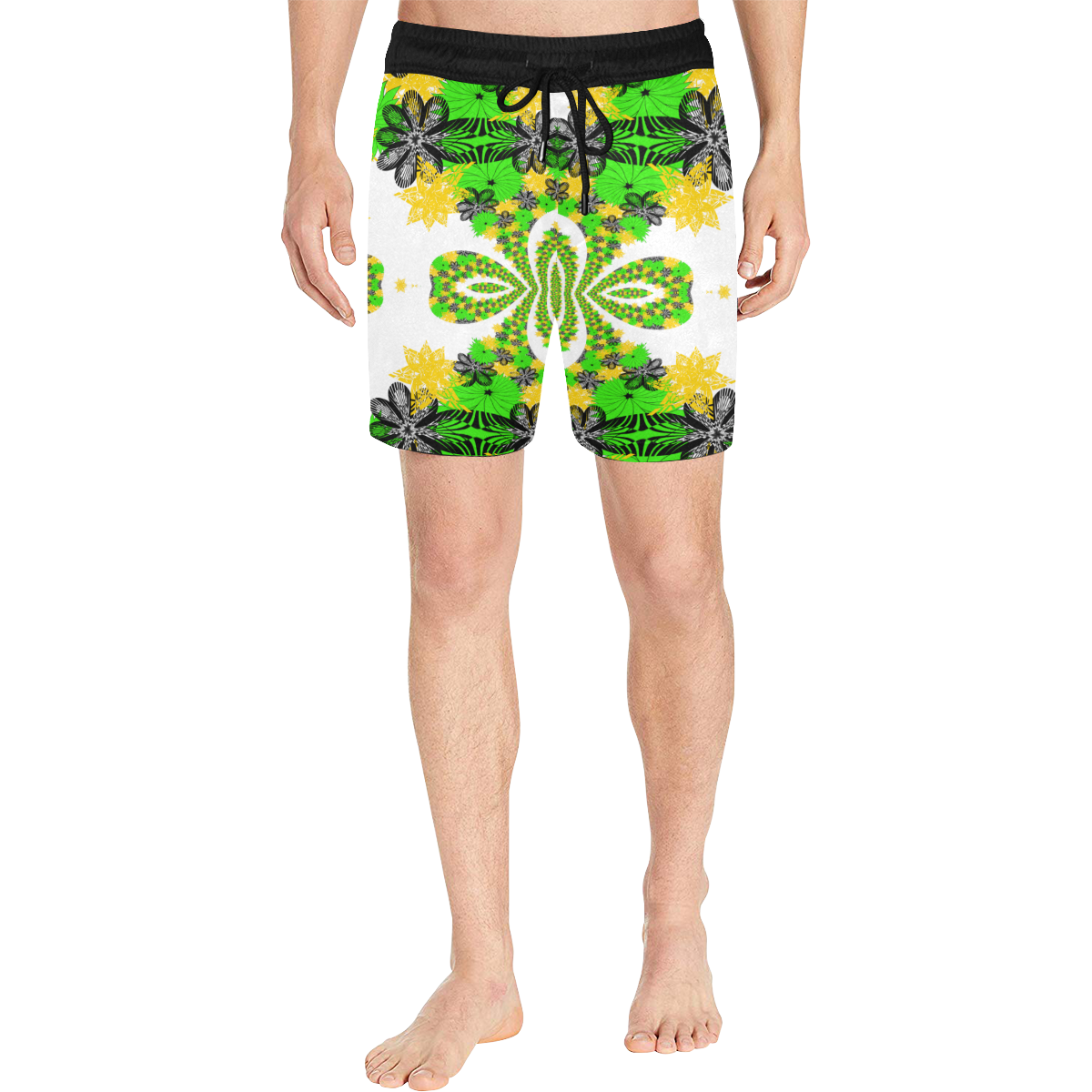 abstract bouquet pattern Men's Mid-Length Swim Shorts (Model L39)