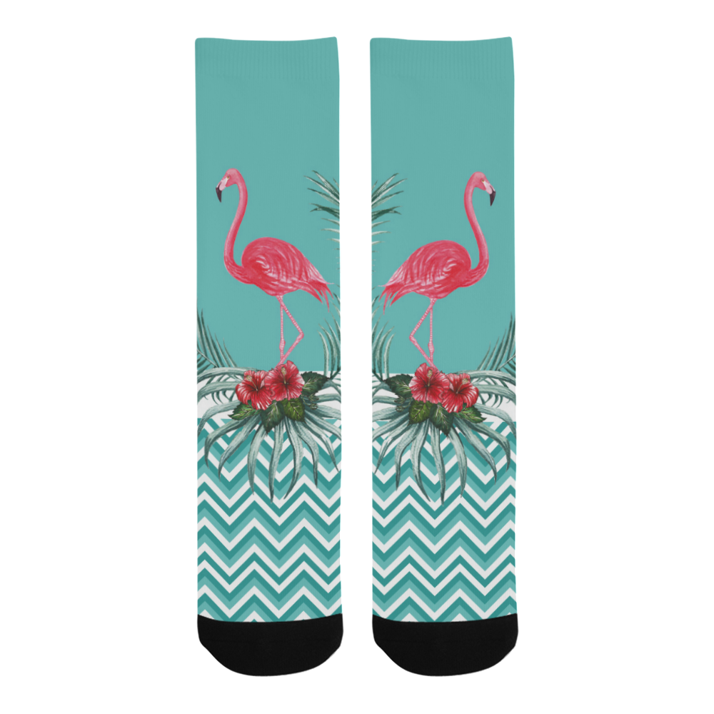 Retro Flamingo Chevron Men's Custom Socks
