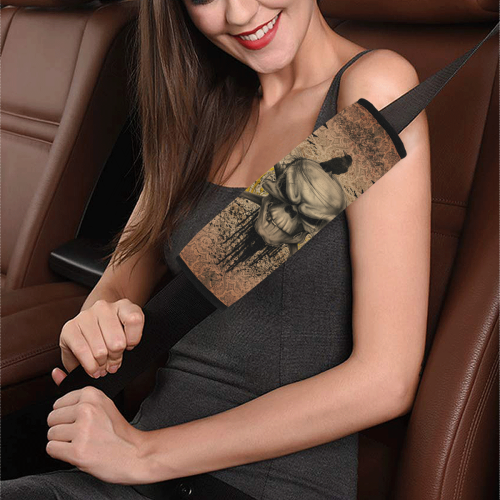 The scary skull with crow Car Seat Belt Cover 7''x10''