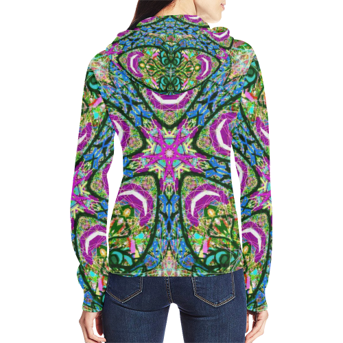 Thleudron Virtue All Over Print Full Zip Hoodie for Women (Model H14)