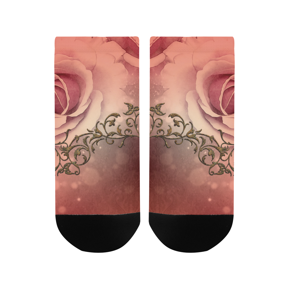 Wonderful roses with floral elements Men's Ankle Socks