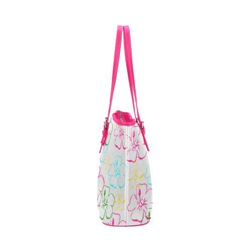 Peace & Love Floral Leather Tote Bag/Small (Model 1651)