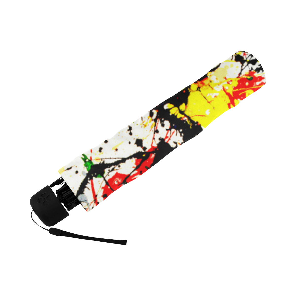 Black, Red, Yellow Paint Splatter Anti-UV Foldable Umbrella (Underside Printing) (U07)