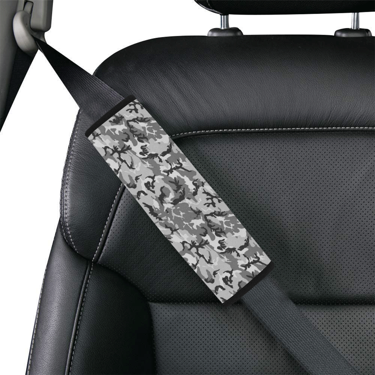 Woodland Urban City Black/Gray Camouflage Car Seat Belt Cover 7''x8.5''