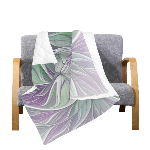 Flower Dream Abstract Purple Sea Green Floral Fractal Art Quilt 60"x70"