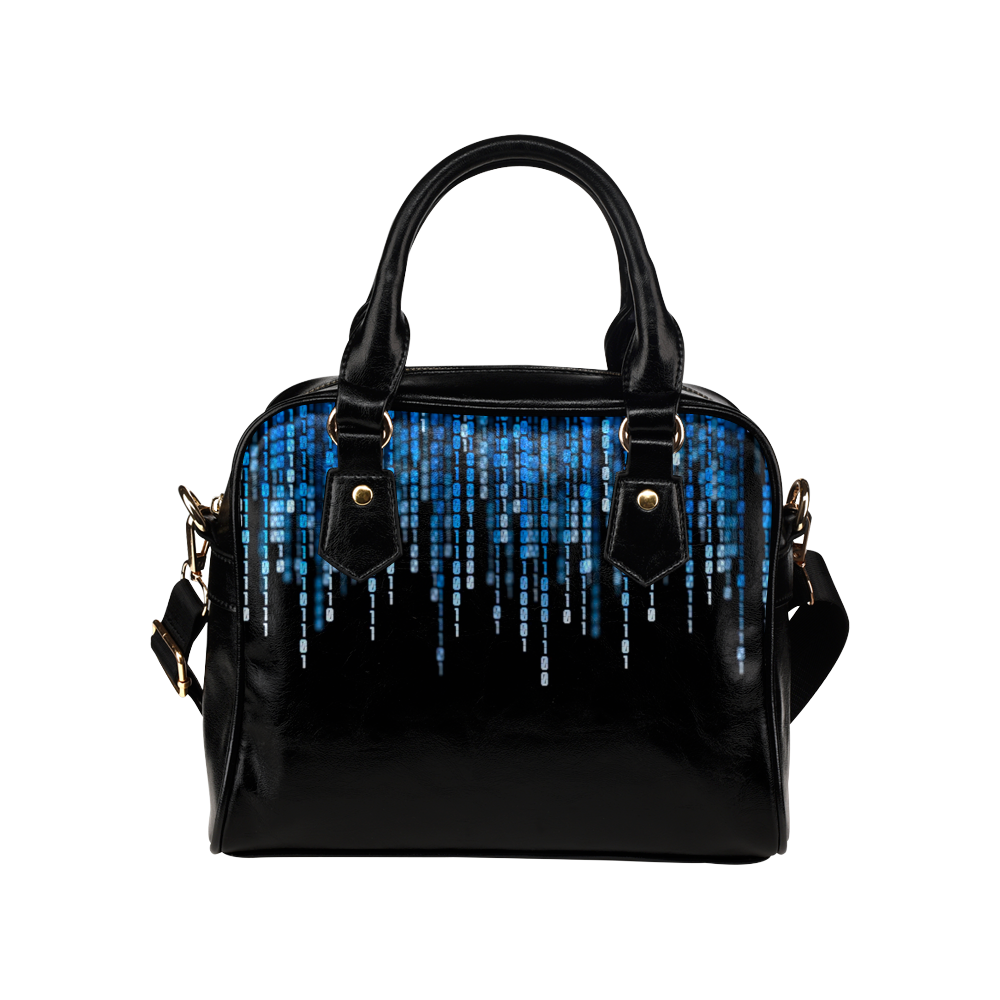Japanese Matrix Blue Rave Metallic Shoulder Handbag (Model 1634)