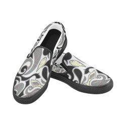 abstract swirl doodle in black trim Slip-on Canvas Shoes for Men/Large Size (Model 019)