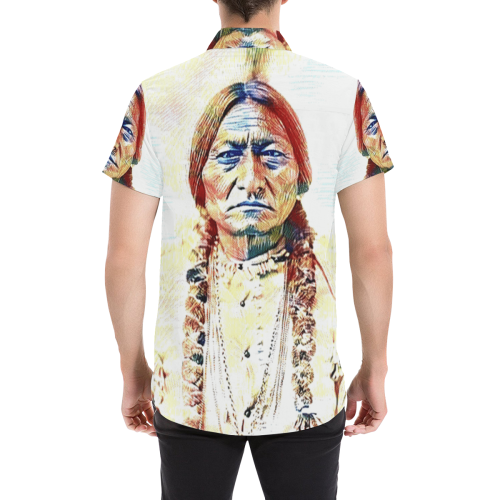 Sitting Bull graffiti, by Ivan Venerucci Italian Style Men's All Over Print Short Sleeve Shirt/Large Size (Model T53)