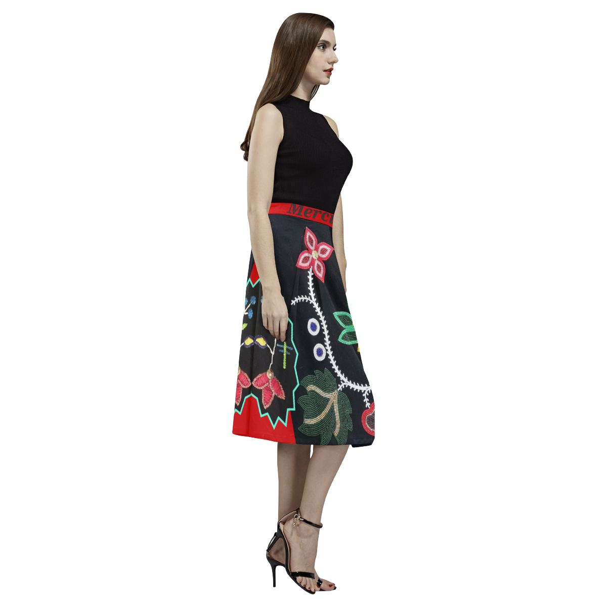 floral2 Aoede Crepe Skirt (Model D16)