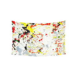 Black, Red, Yellow Paint Splatter Cotton Linen Wall Tapestry 60"x 40"
