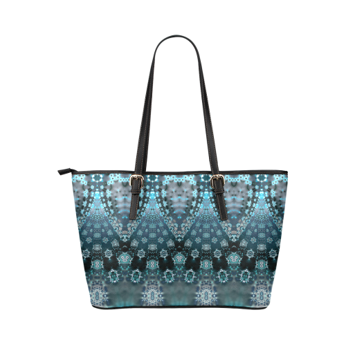 Turquoise Night Puiseux Leather Tote Bag/Small (Model 1651)