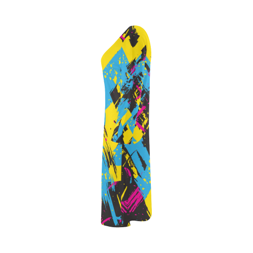 Colorful paint stokes on a black background Bateau A-Line Skirt (D21)