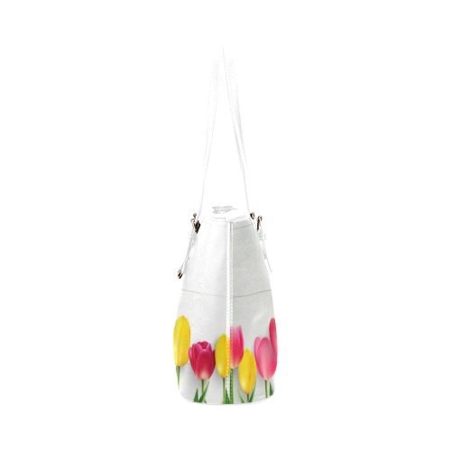 Tulips Leather Tote Bag/Small (Model 1651)