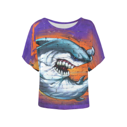 Graffiti Shark Women's Batwing-Sleeved Blouse T shirt (Model T44)