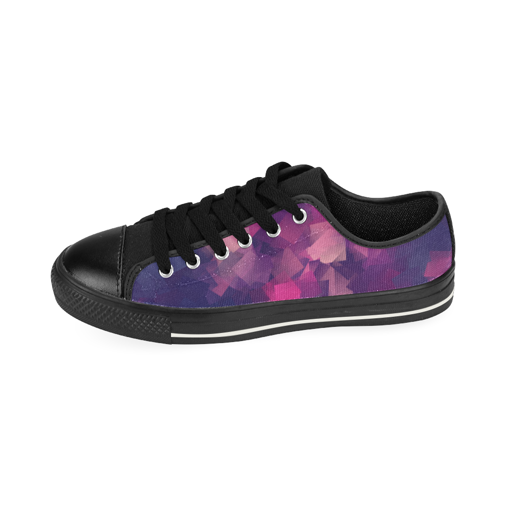 purple pink magenta cubism #modern Low Top Canvas Shoes for Kid (Model 018)