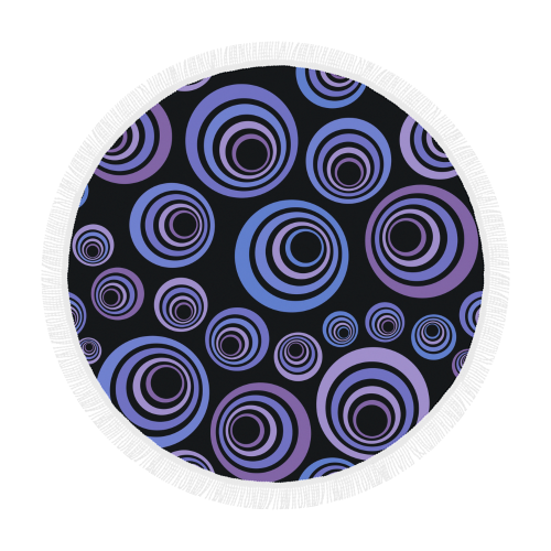Retro Psychedelic Ultraviolet Pattern Circular Beach Shawl 59"x 59"