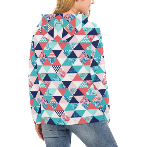 Flamingo Triangle Pattern All Over Print Hoodie for Women (USA Size) (Model H13)
