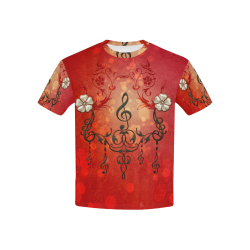 Music clef with floral design Kids' All Over Print T-shirt (USA Size) (Model T40)
