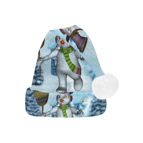 Funny grimly snowman Santa Hat