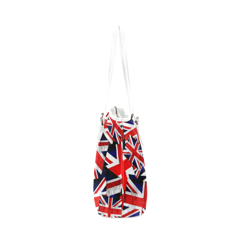 Union Jack British UK Flag - White Leather Tote Bag/Small (Model 1651)