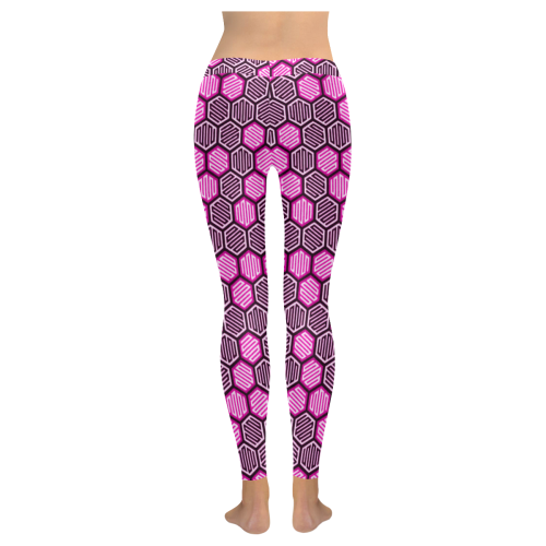 Japanese Chiyogami Pattern - Pink Women's Low Rise Leggings (Invisible Stitch) (Model L05)