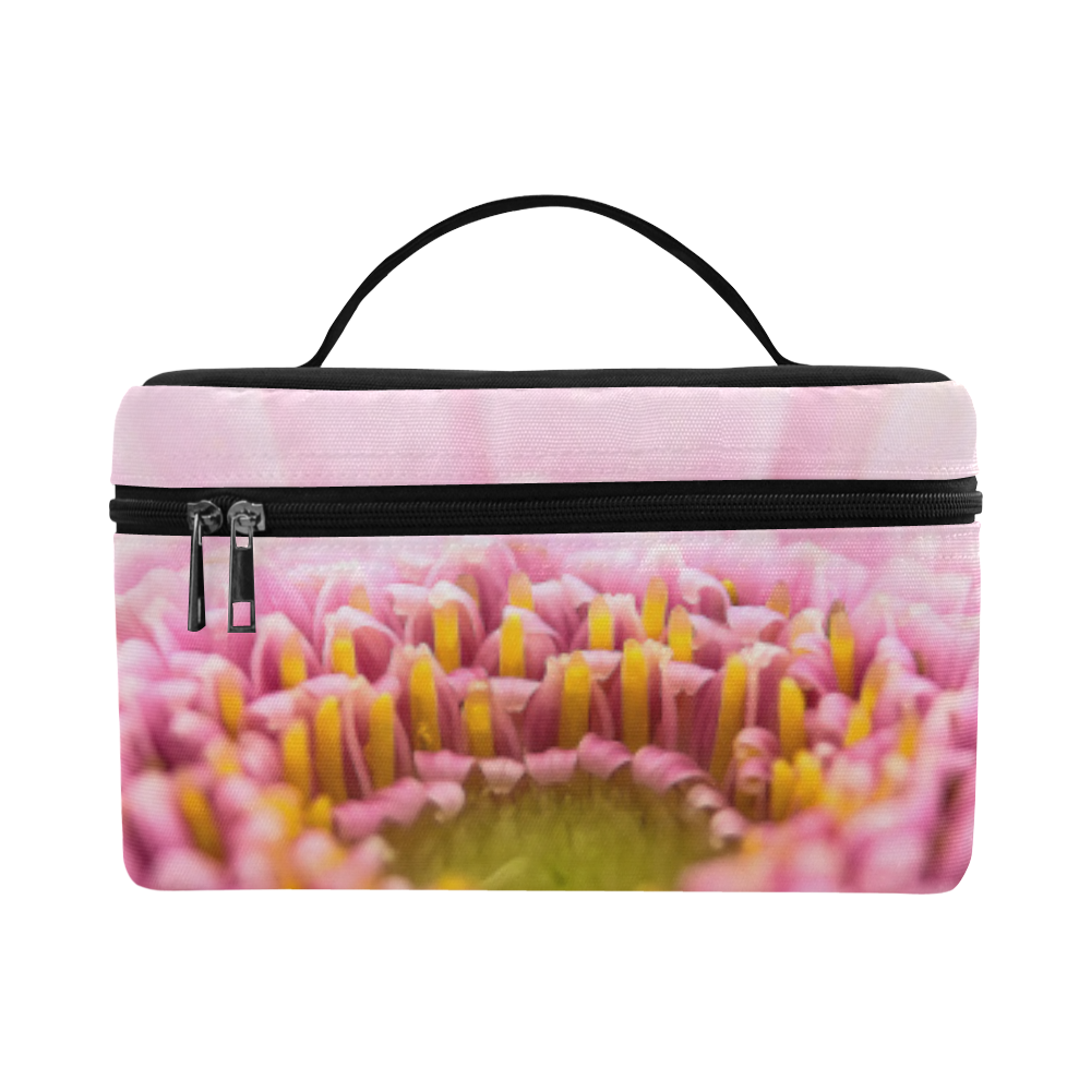 Gerbera Daisy - Pink Flower on Watercolor Yellow Lunch Bag/Large (Model 1658)