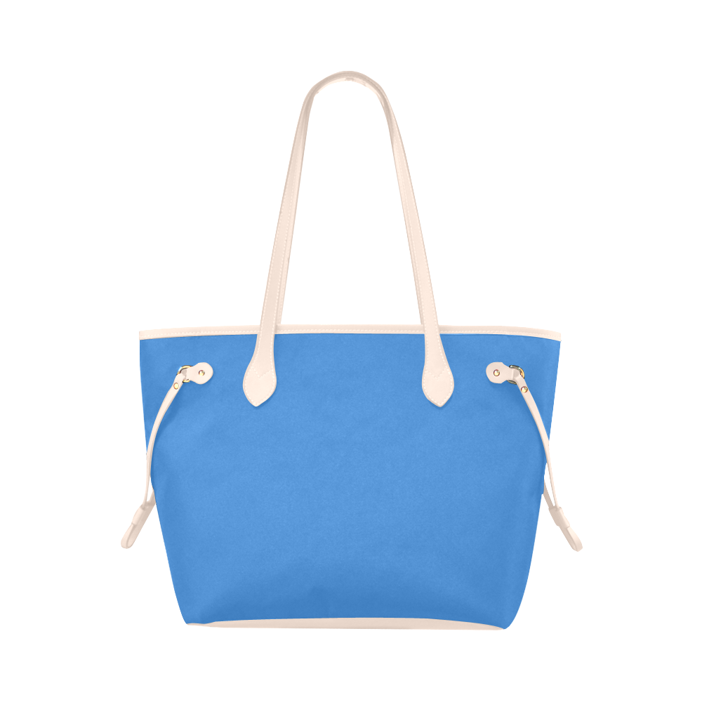 basic blue with pink handle / strap Clover Canvas Tote Bag (Model 1661)