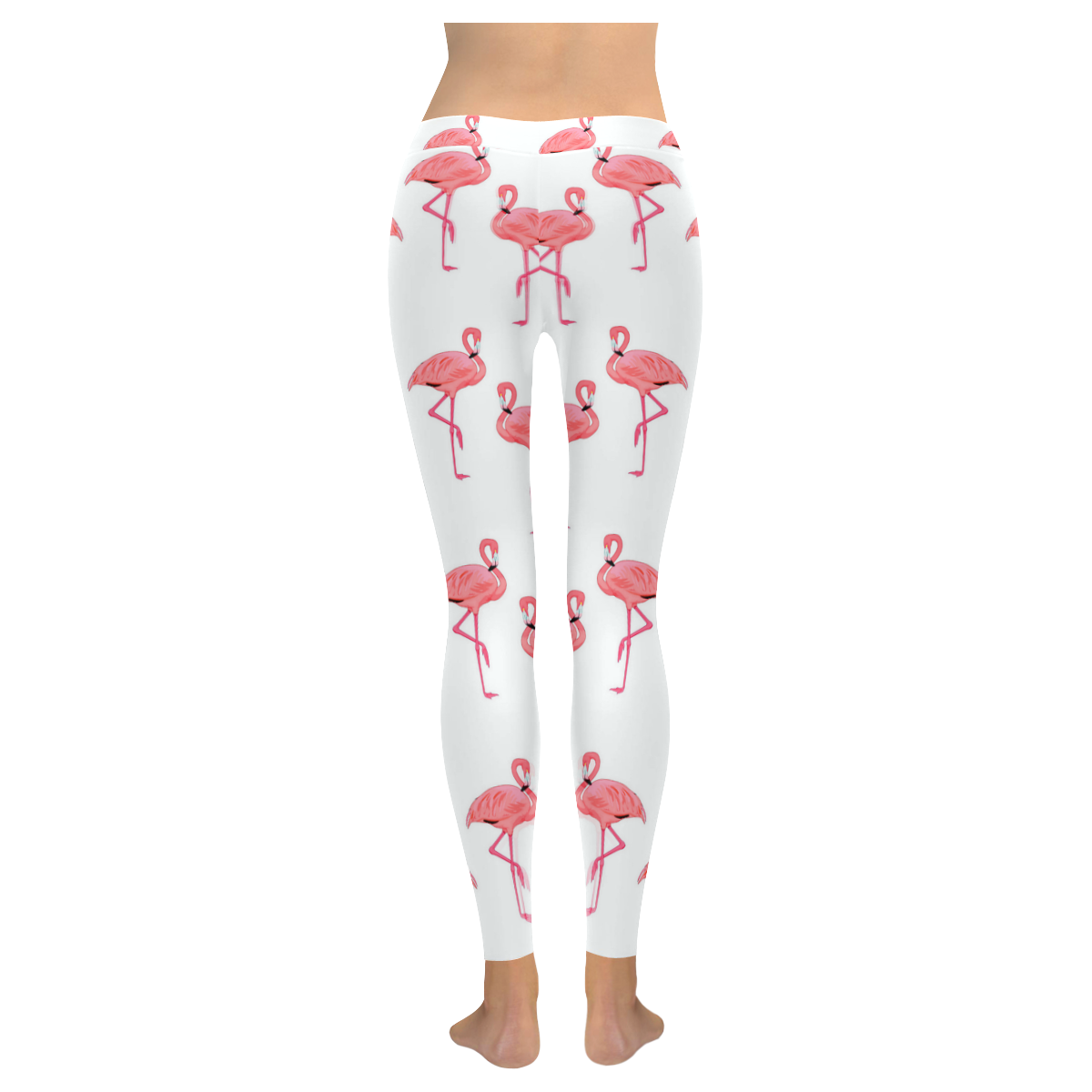 Classic Pink Flamingo Pattern Women's Low Rise Leggings (Invisible Stitch) (Model L05)