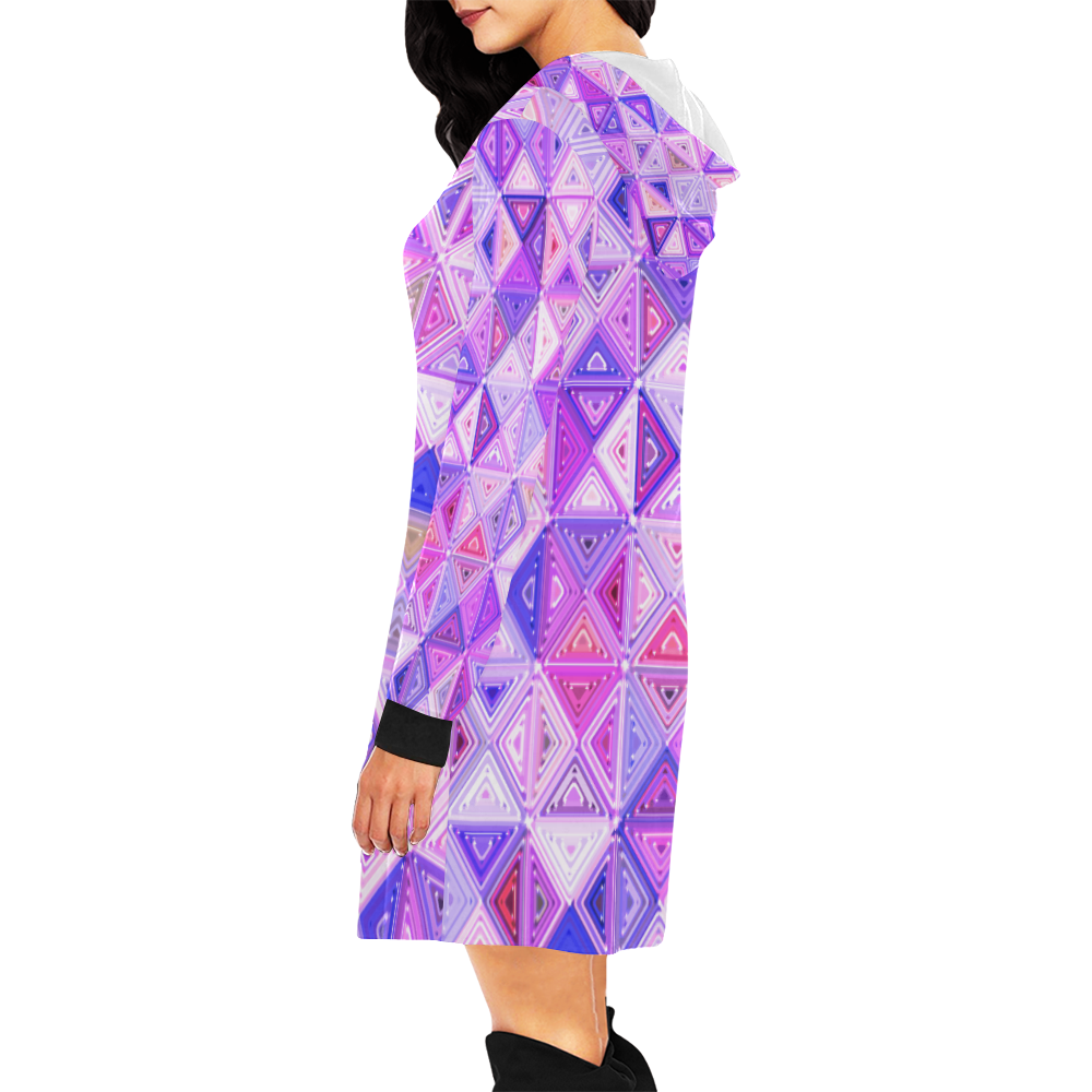 Colorful Geometric Pattern All Over Print Hoodie Mini Dress (Model H27)