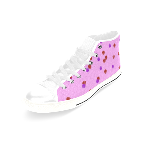 Sweet pink dots ethnic Men’s Classic High Top Canvas Shoes /Large Size (Model 017)